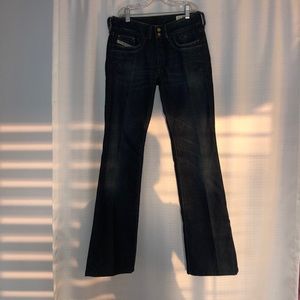low raise y2k flare out diesel dark wash jeans